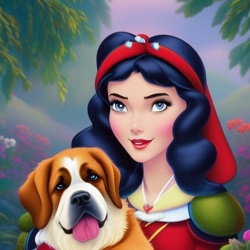 Snow White and Saint Bernard in Disney Fanart