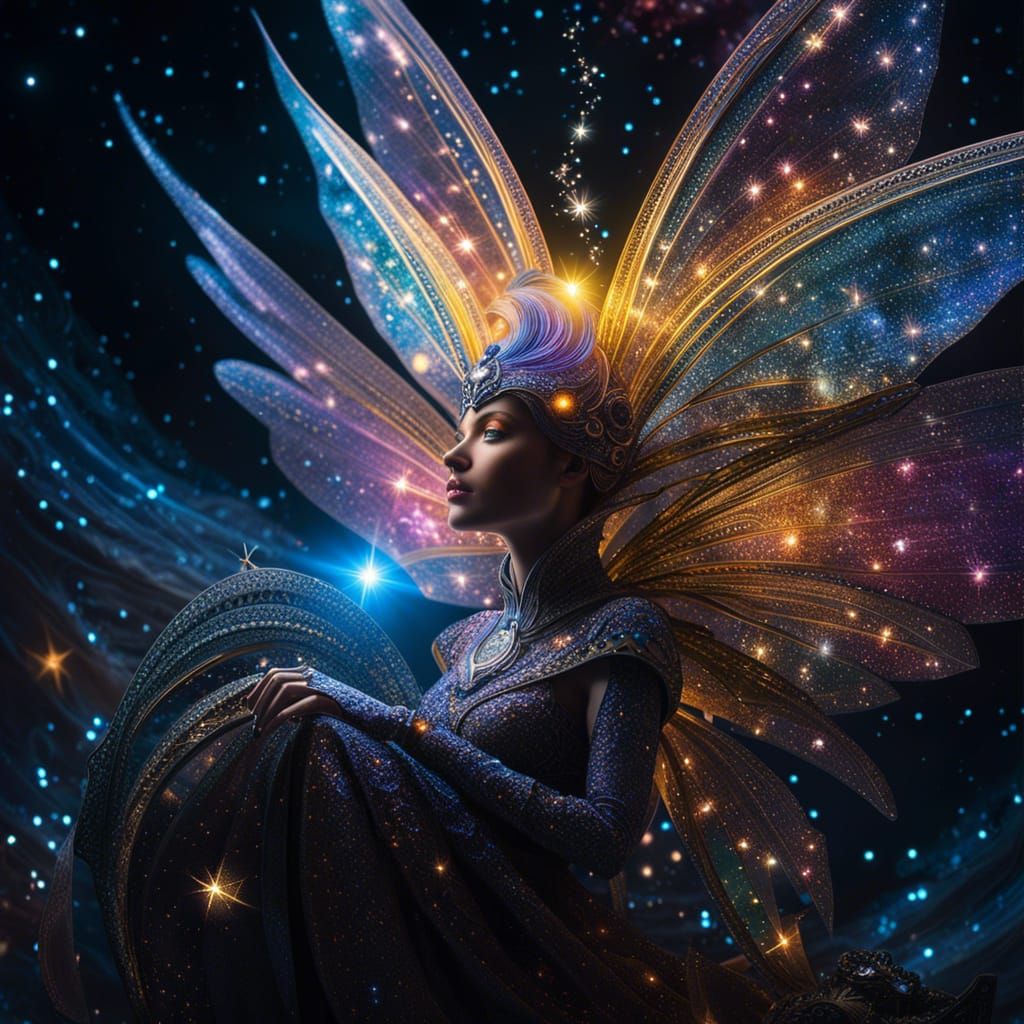 Nebula Fairy in Holographic Style with Sparkle Reflection