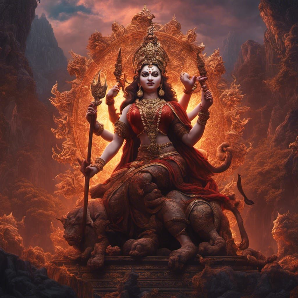 Devi Durga: Detailed Matte Painting in 8K