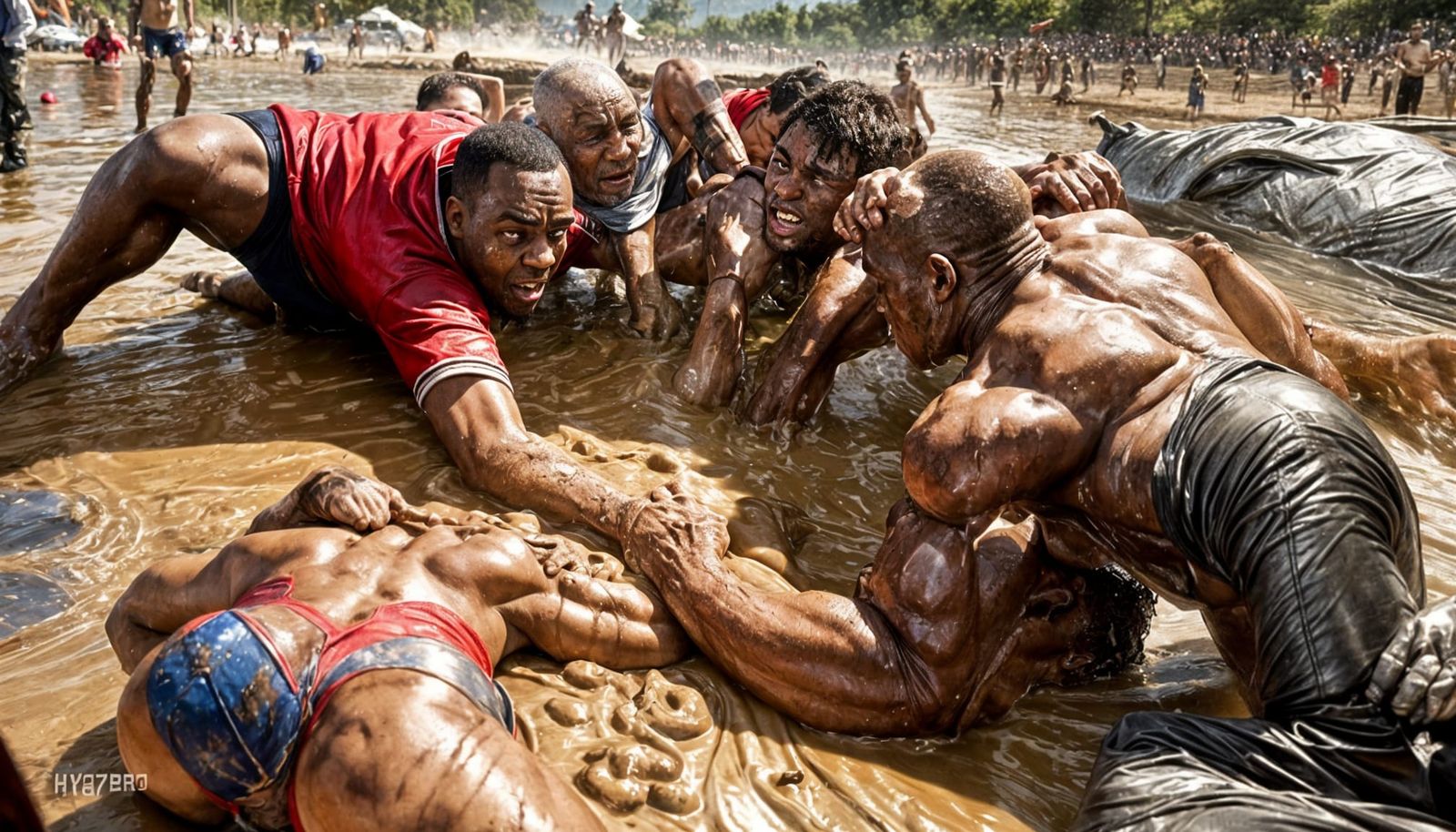 Gritty Mud Wrestling Match: Hyperrealistic Battle