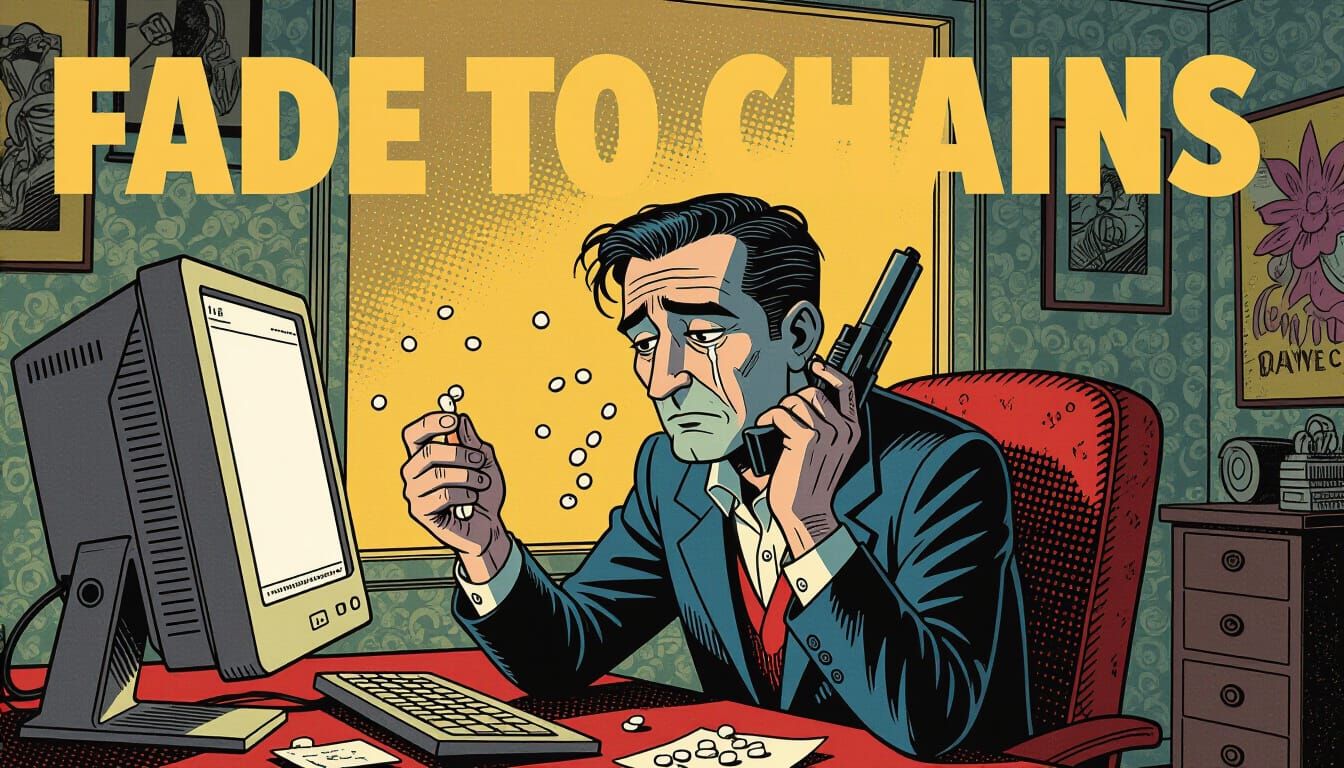 Man Contemplates Choice in Graphic Novel Style