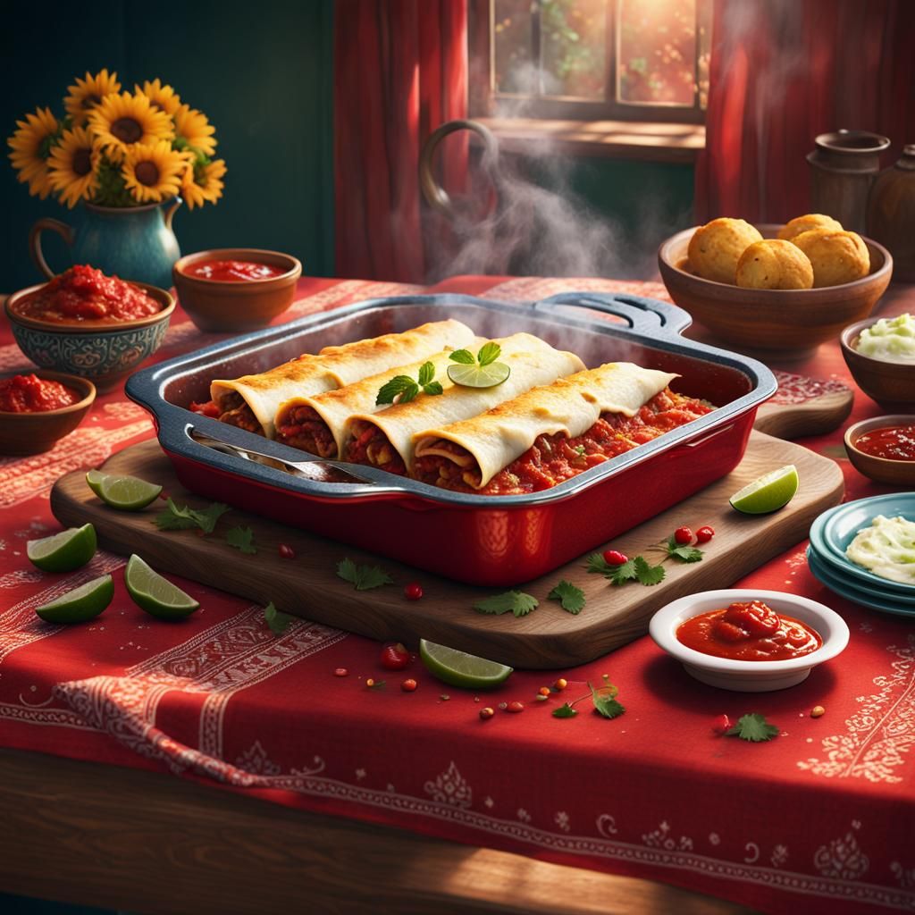 Steaming Enchiladas: A Detailed Matte Painting