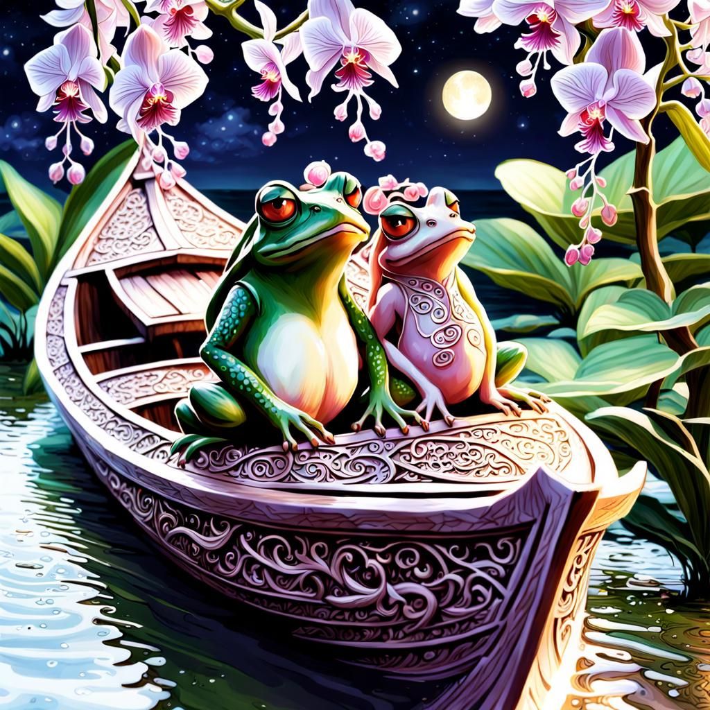 Elven Frog Couple in Orchid Estuary Garden