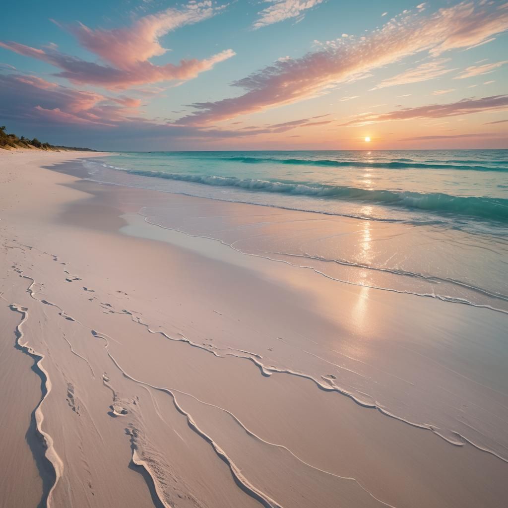 Impressionist Beach Sunset with Turquoise Waters