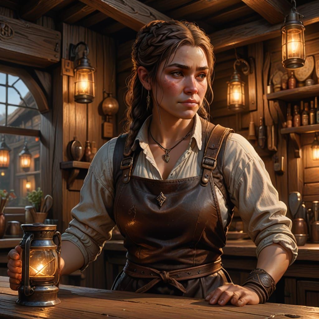 Sensual Dwarf Tavern Keeper in Leather Apron