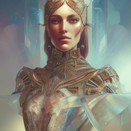 Futuristic Royal Portrait in Art Nouveau Style