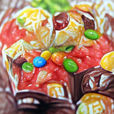 Detailed Gouache Painting of Colorful Candies
