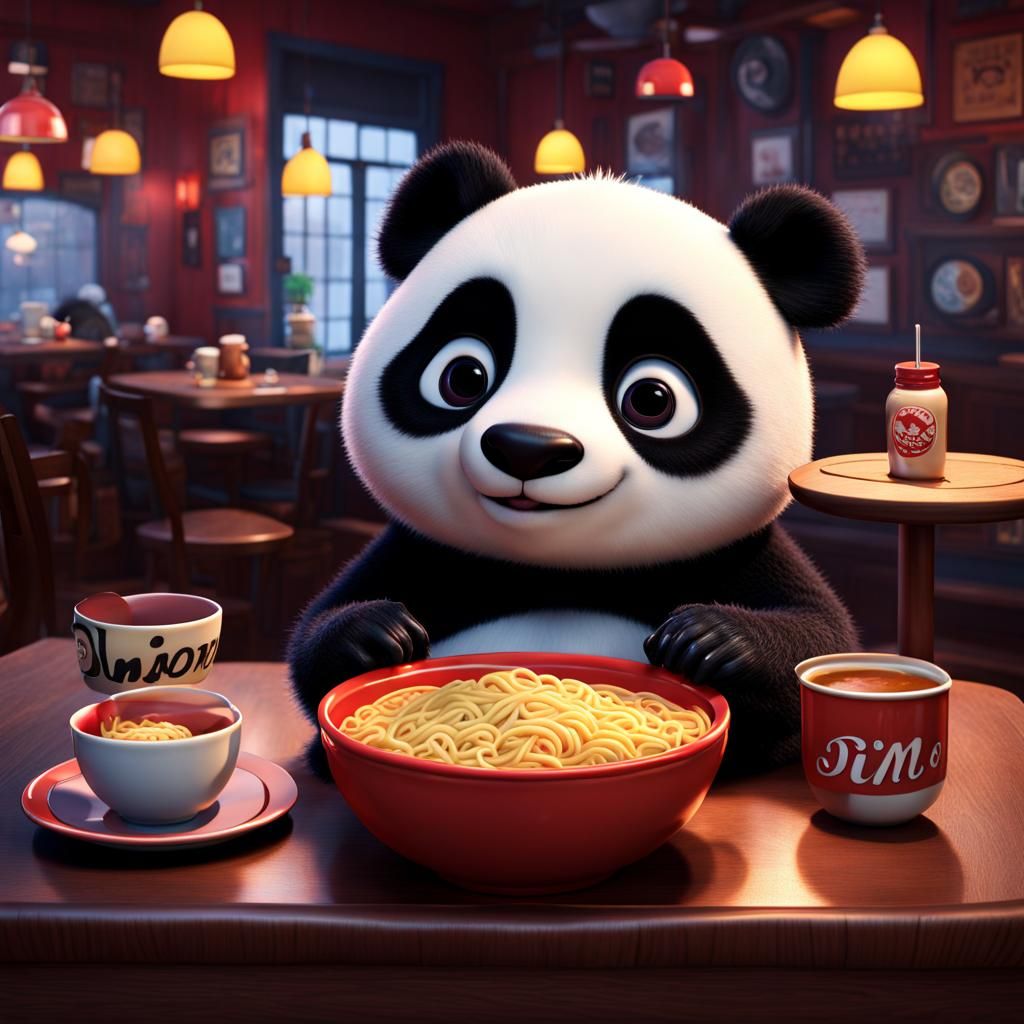 Chibi Panda's Ramen Lunch: A 3D Render