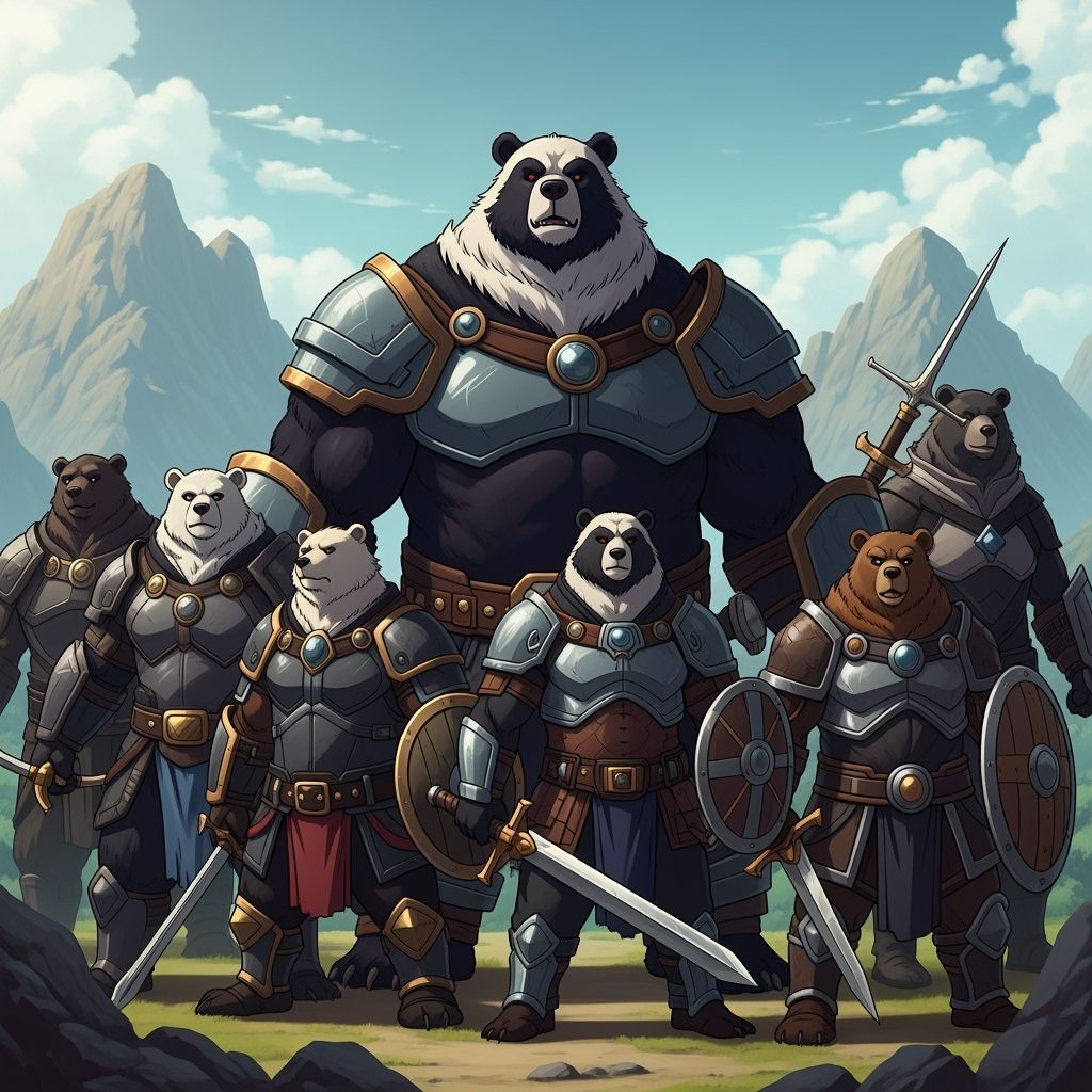 Heroic Bearfolk Warriors in Manga Style