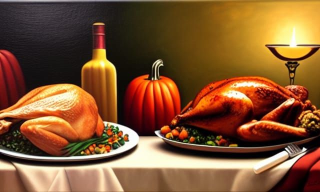 Thanksgiving Dinner in Oil on Canvas
