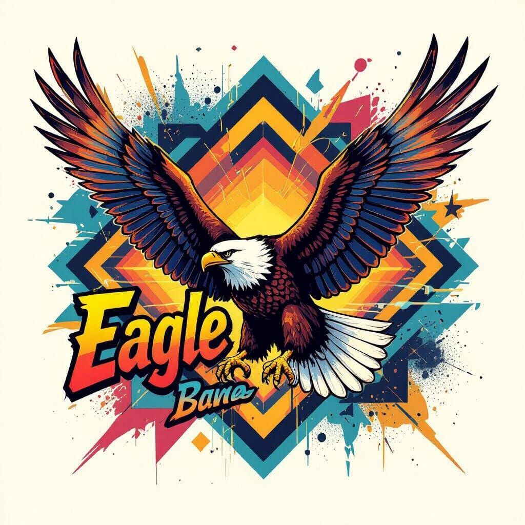 Airbrushed Eagle T-Shirt Design in 80s Style