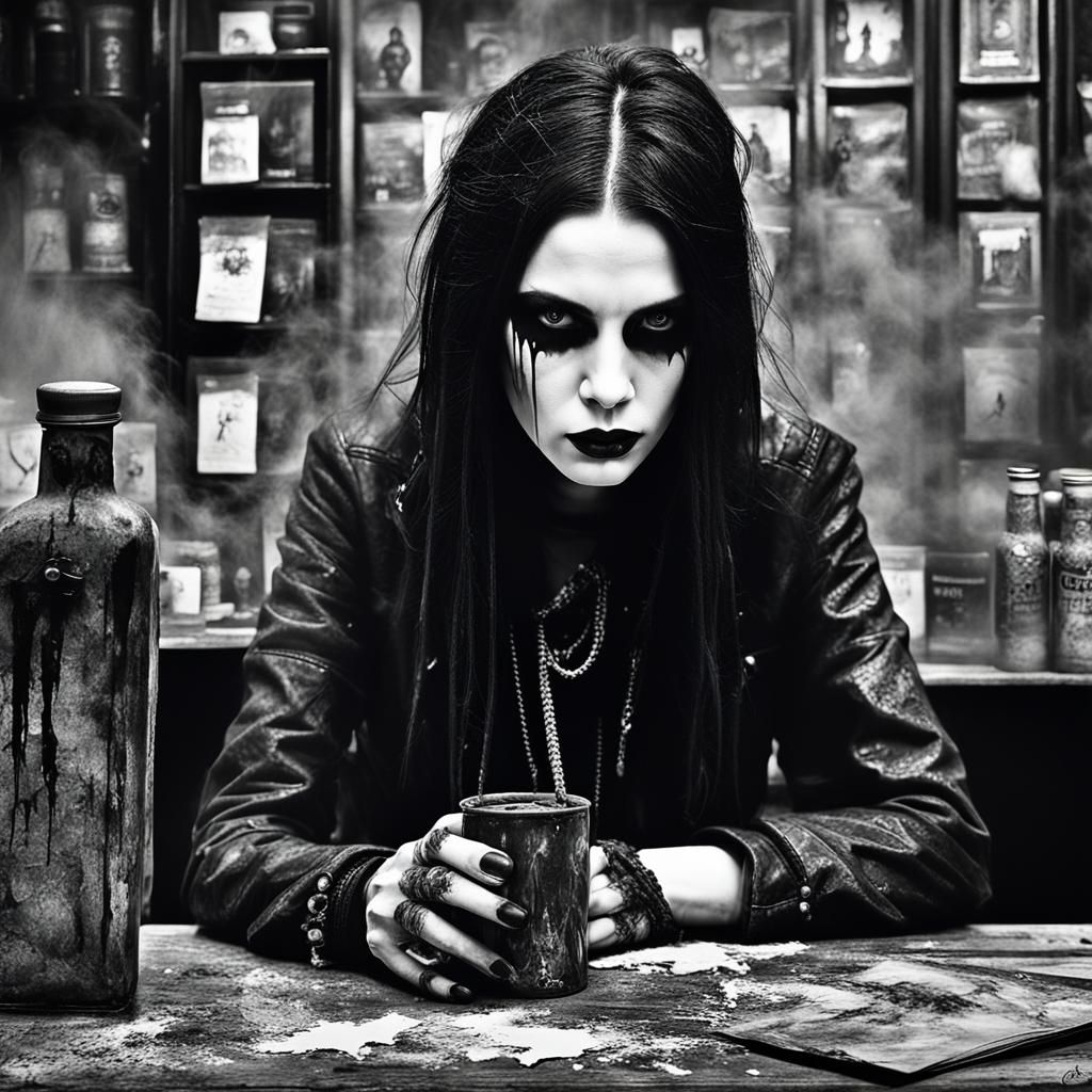 Goth Model in Oil Painting Style