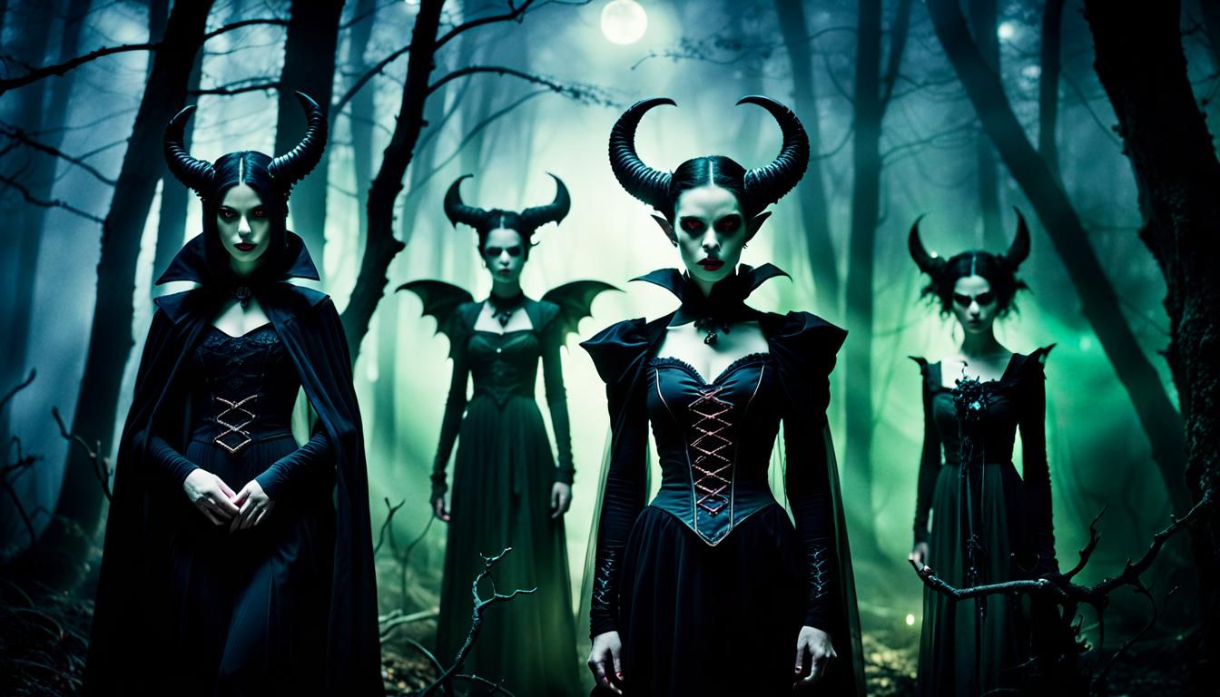 Eldritch Surrealism: Vampire, Succubus, Zombie in Forest