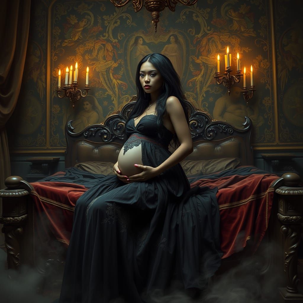 Ethereal Vampire Maiden in Ancient Mansion