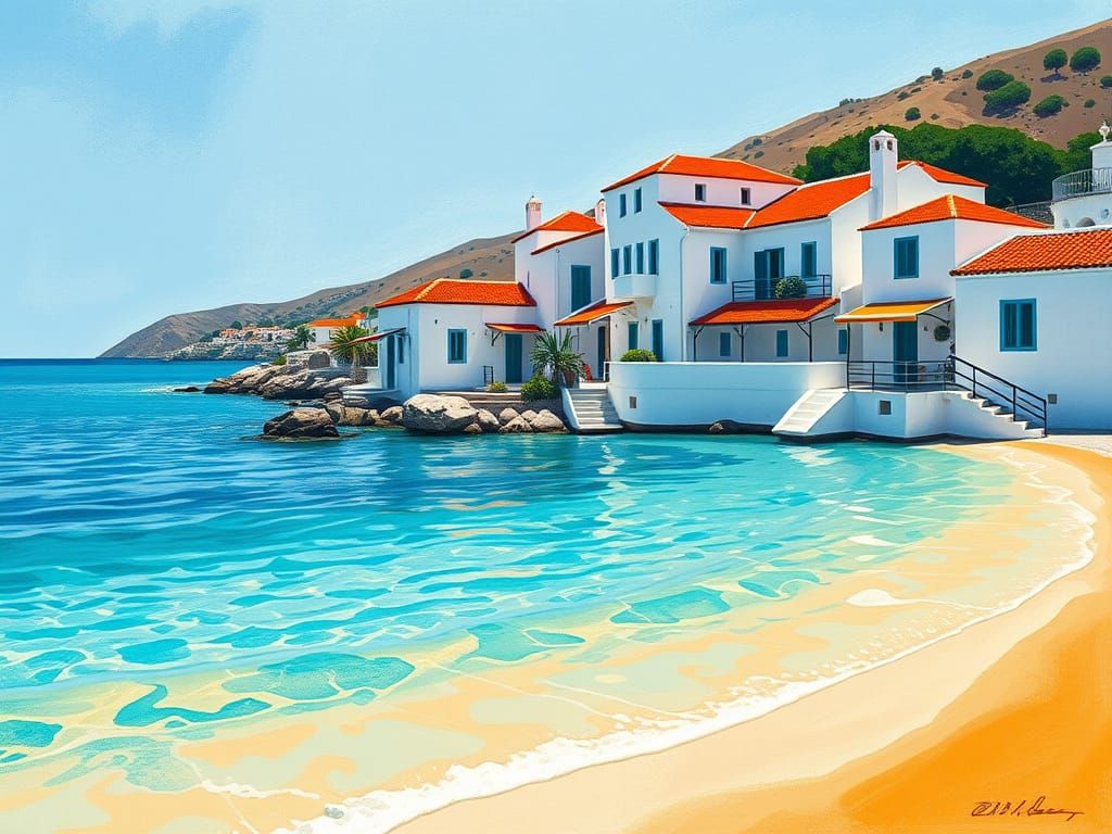 Greek Island Paradise in Vibrant Fauvist Style