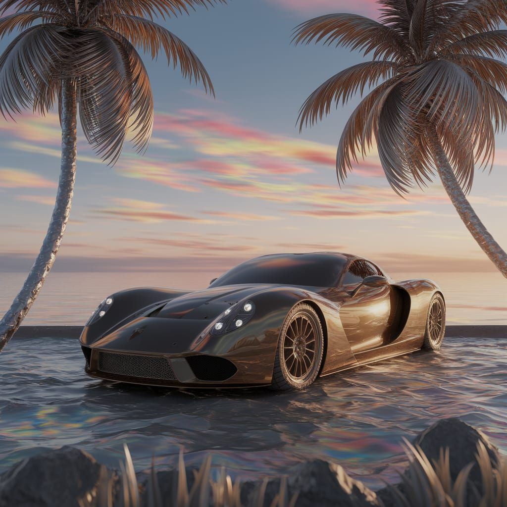 Steampunk monochromatic gothic style car