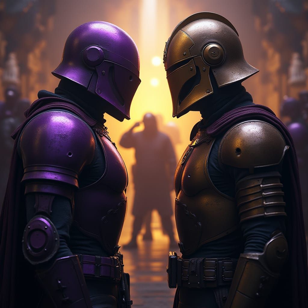 Dark Fantasy Leaders Confrontation in Profile, Intricate Det...