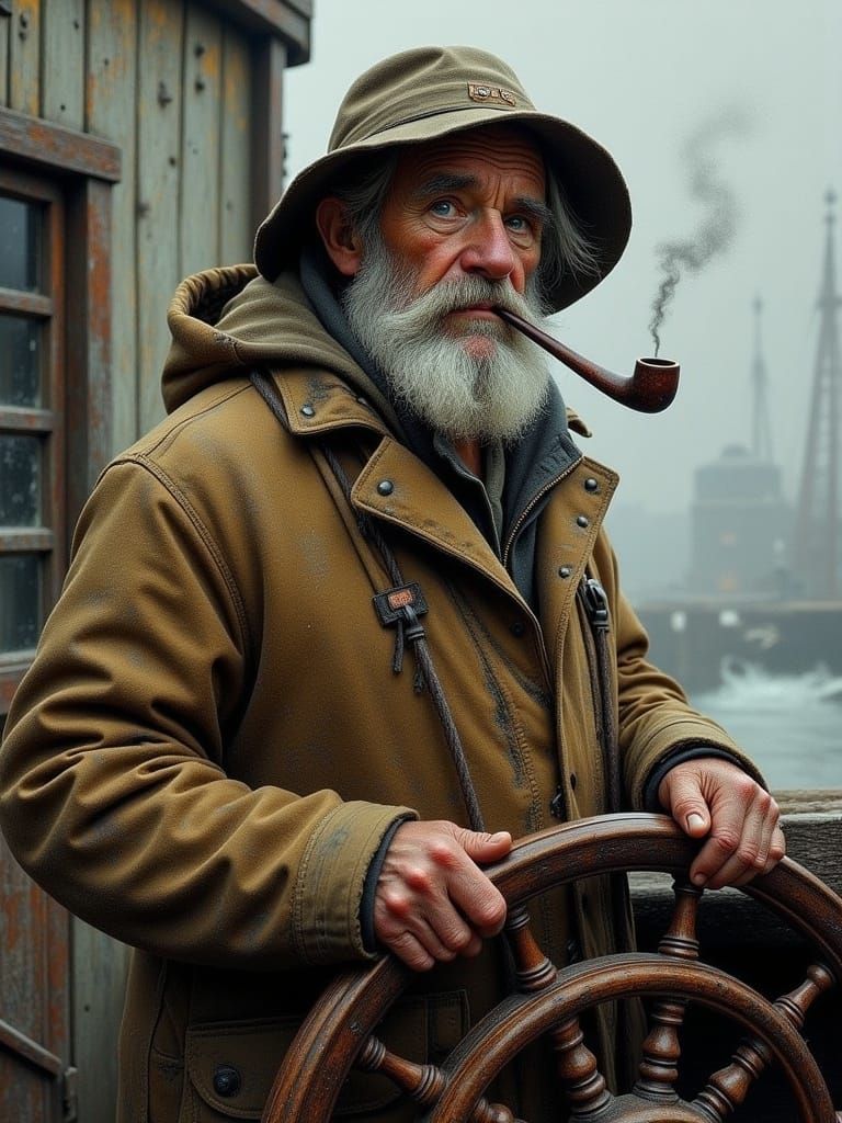 A portrait of an old fisherman