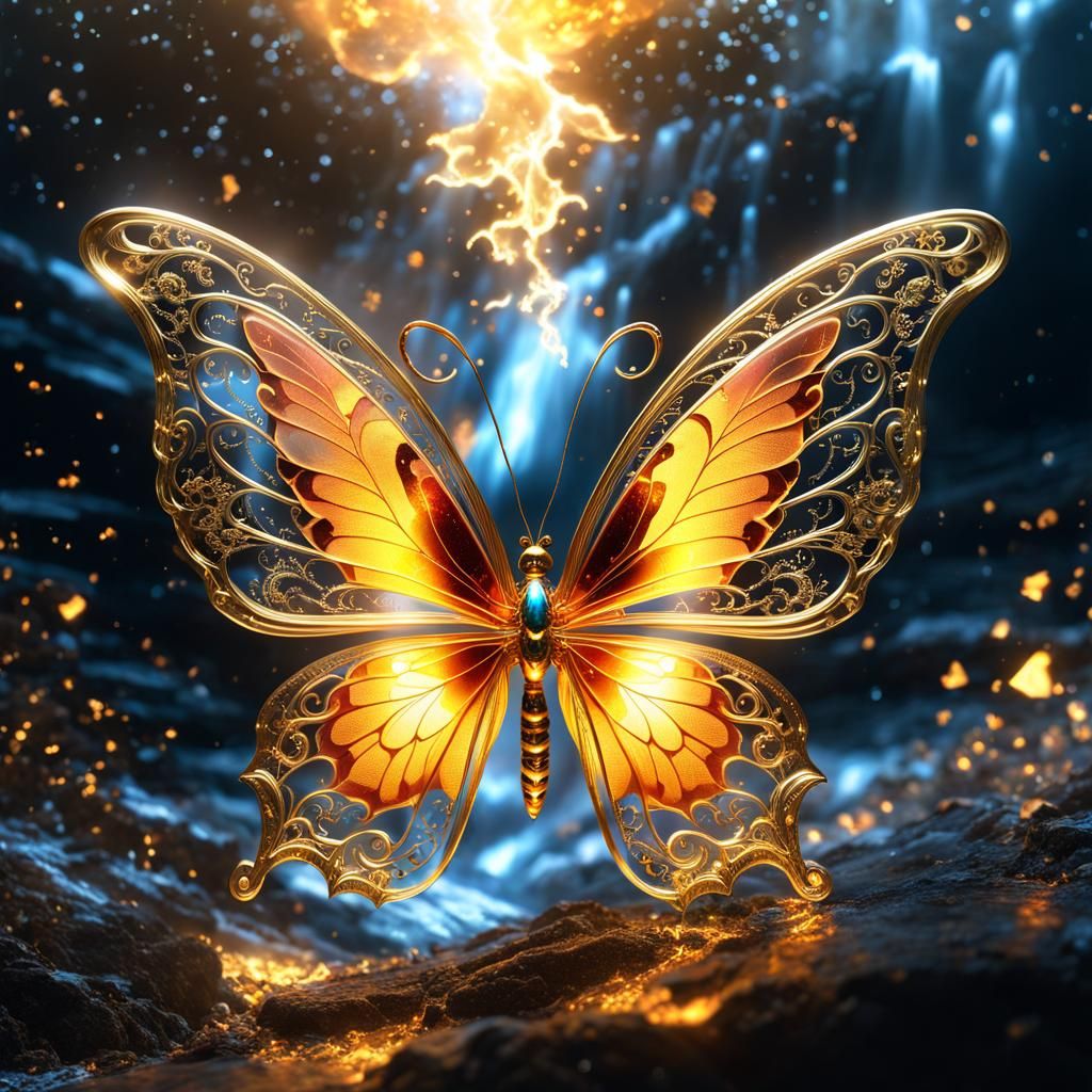 Luminescent Butterfly Emerges from Fire Cascade