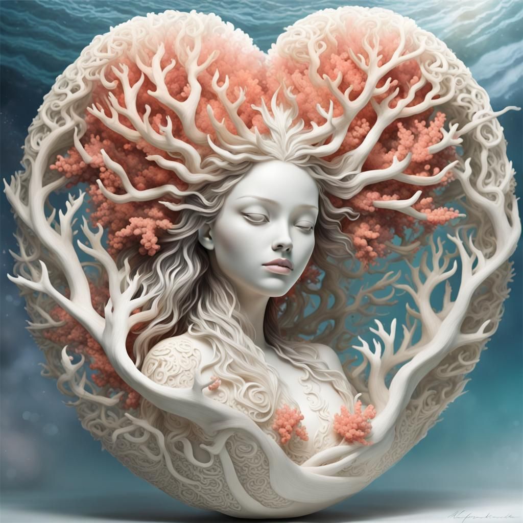Surreal Ocean Dream: Abstract Coral Woman