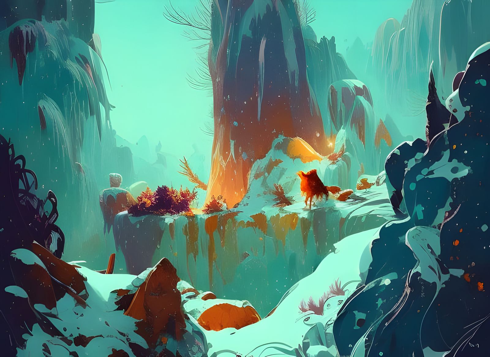 Winter Spirits in Composite Art Style