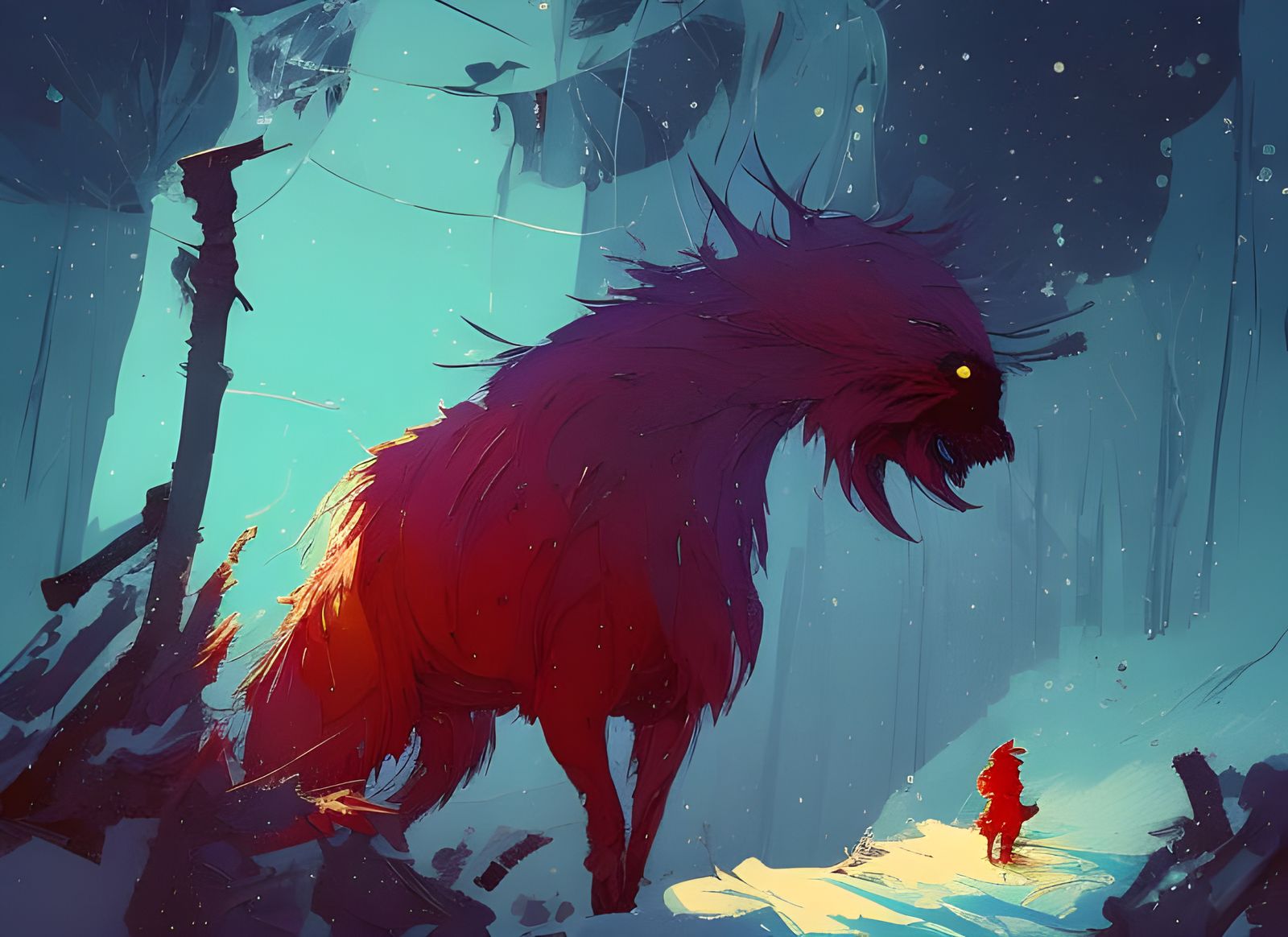 Winter Spirits Digital Illustration in Composite Art Style