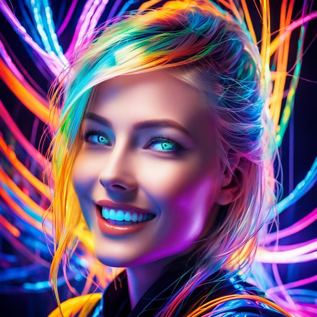 Blonde Woman Disconnecting from Dark Matrix