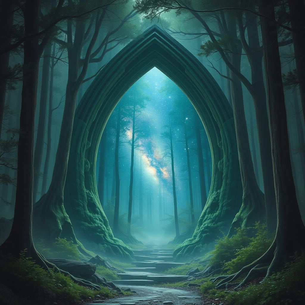 A Mystical Forest Portal to a Distant Galaxy