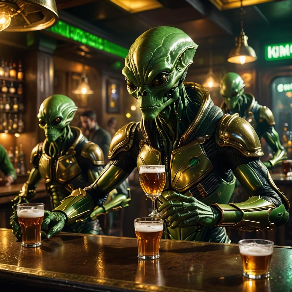 Sci-Fi Alien Bar Scene in Hyper-Realistic Style