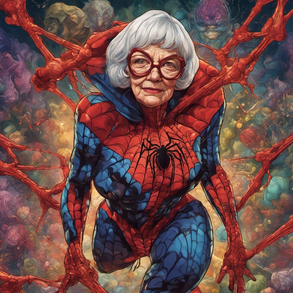 Spiderwoman Grandmother in Jack Kirby Comic Style