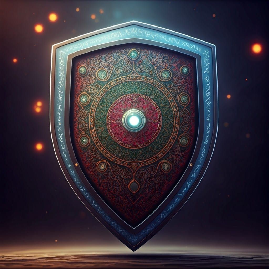 Mystical Glass Shield in Ethereal Fantasy Setting