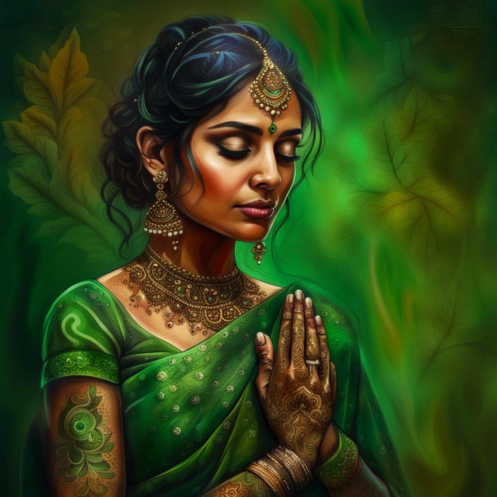 Detailed Henna Art on Beautiful Indian Bride