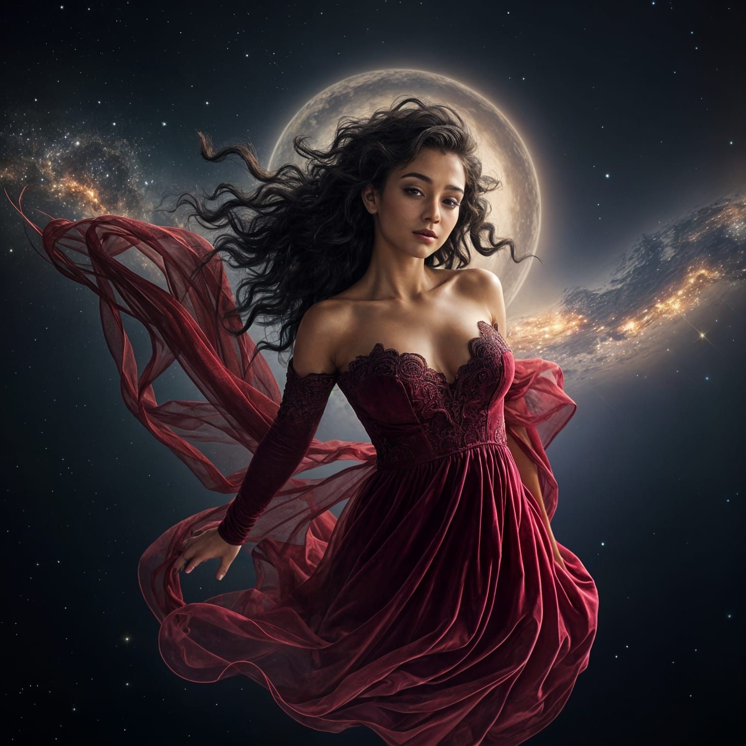 Surreal Beauty in Hyperealistic Space Setting