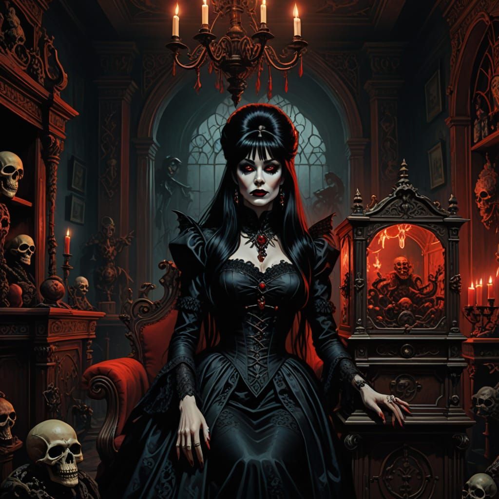 Mysterious Gothic Mistress in a Haunting Victorian Lair