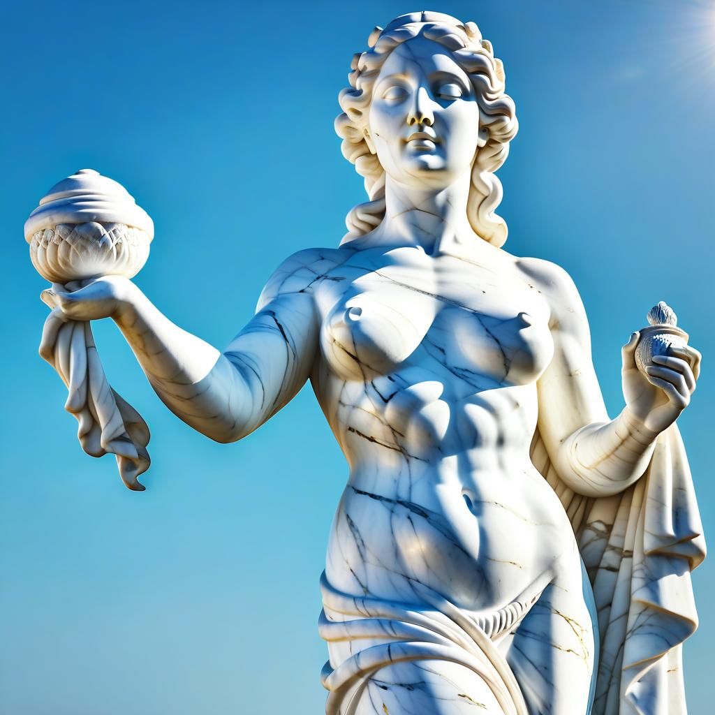 Sensual Marble Nude Statue in Sunlight