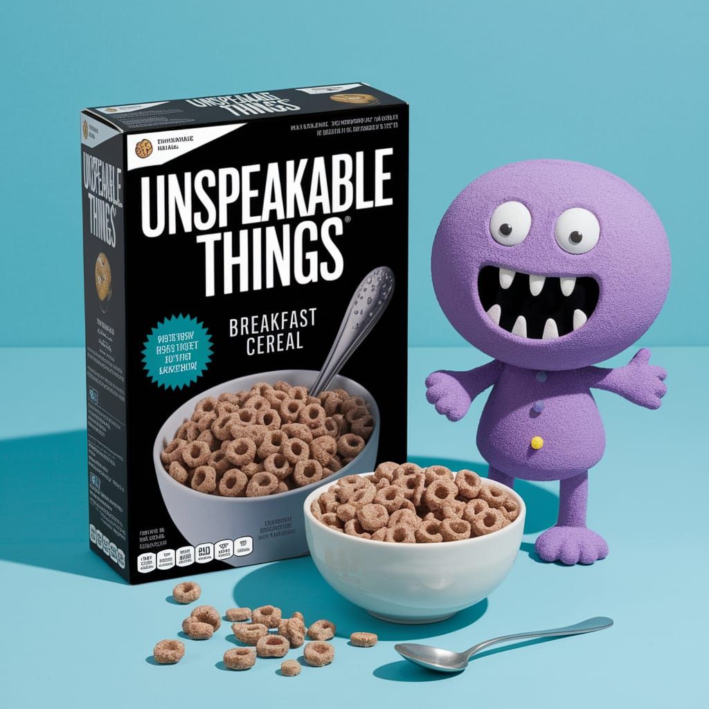 Unspeakable Things Cereal: Creepy Mascot Product Photography
