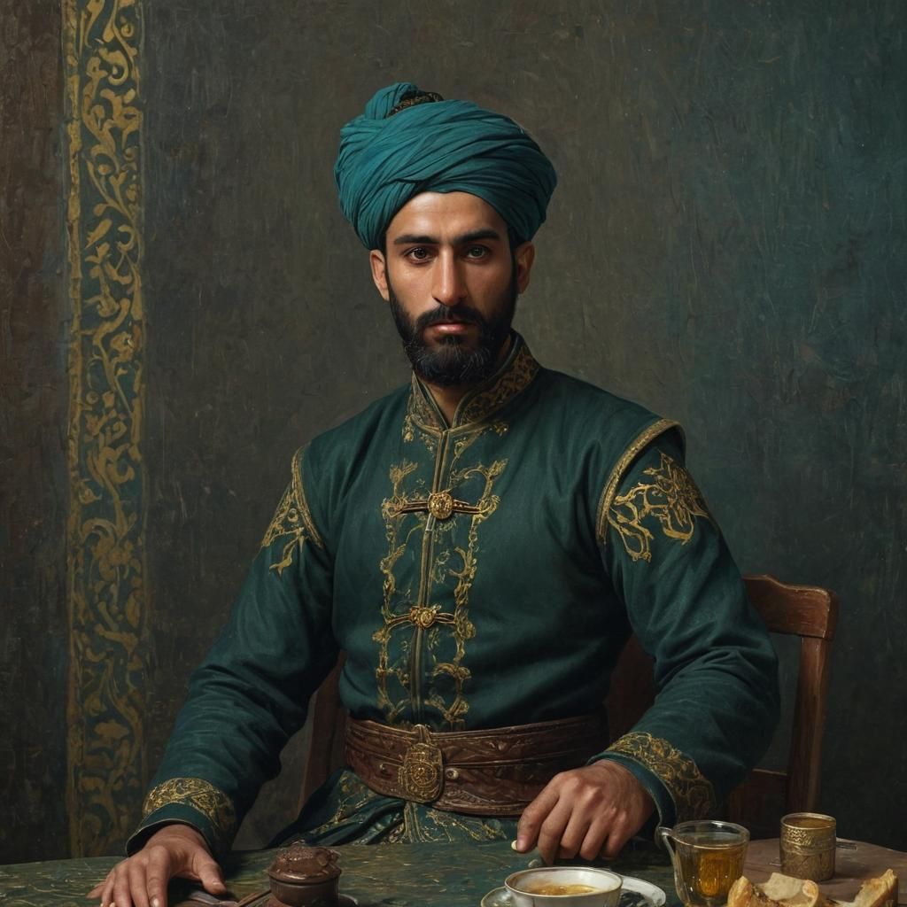 Shahpur II Character Card in Van Gogh Style