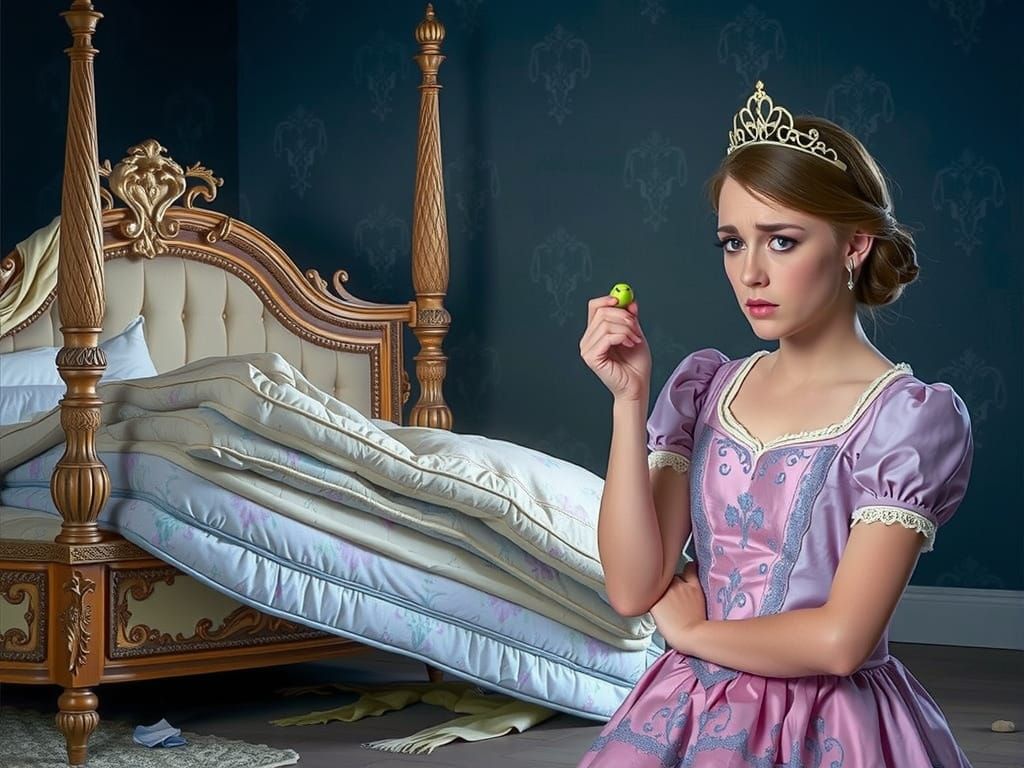 Princess Annoyed by Pea Under Mattresses