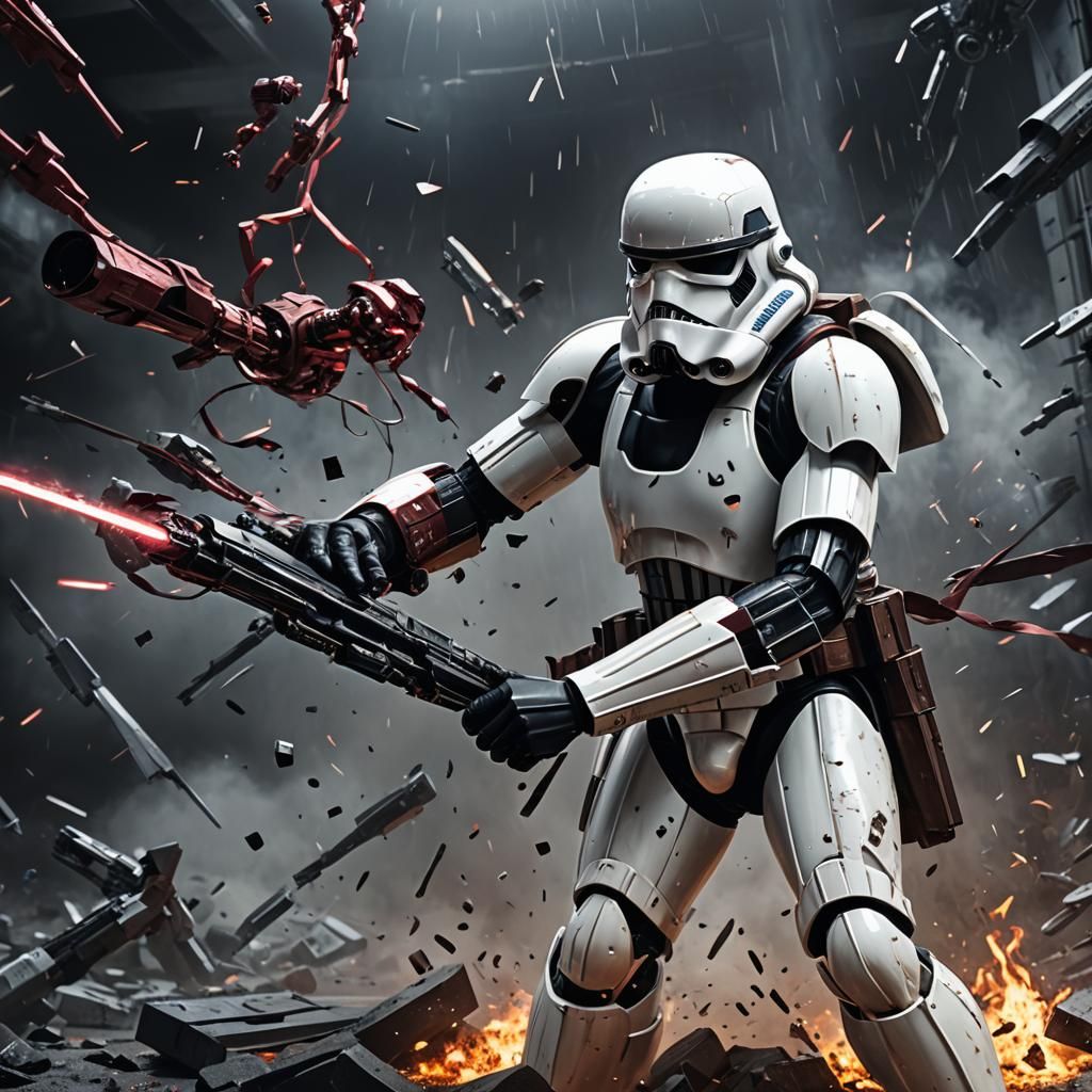 Stormtrooper Tortured by Magneto in Dark Fantasy Style