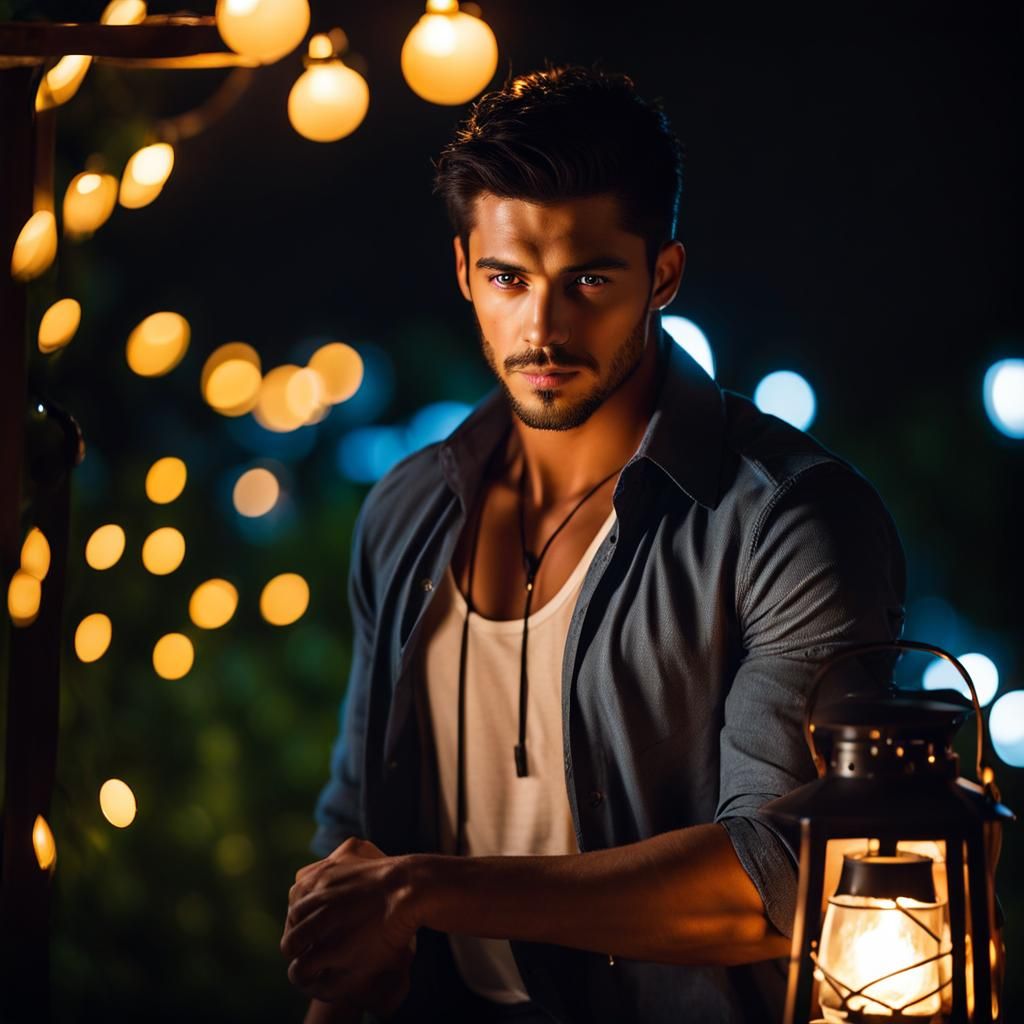 Attractive Man Waits at Night: Professional Photography
