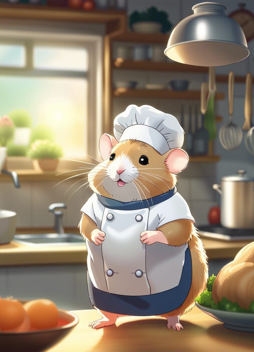 Anime Hamster Chef in Ghibli Kitchen