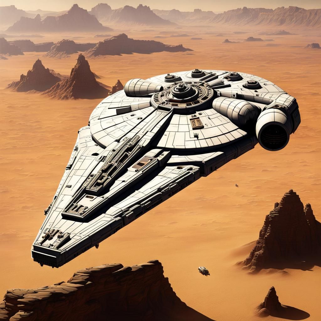 Millennium Falcon Approaches Tatooine from Deep Space