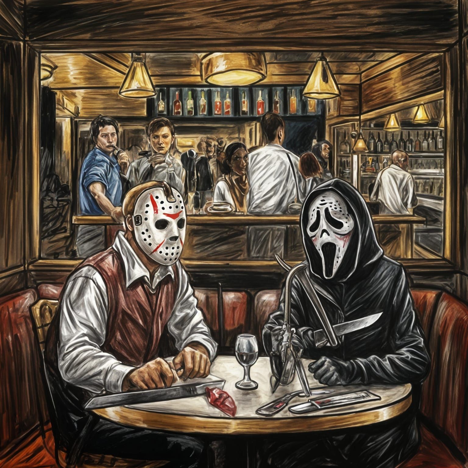 Jason and Ghostface's Crayon Date