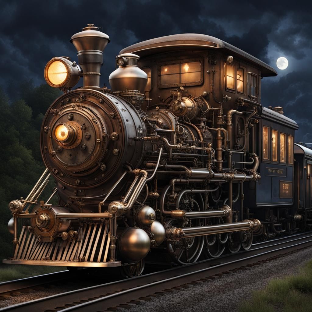 Steampunk Engine at Midnight in Georgia