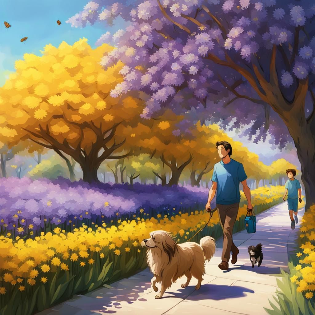 Spring Promenade Walk in Hyperdetailed Digital Art