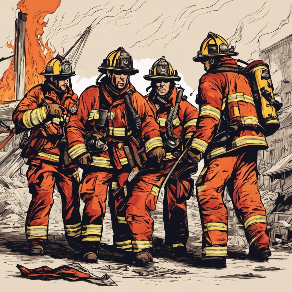 Firemen Battle Raging Fire: A Cinematic Illustration