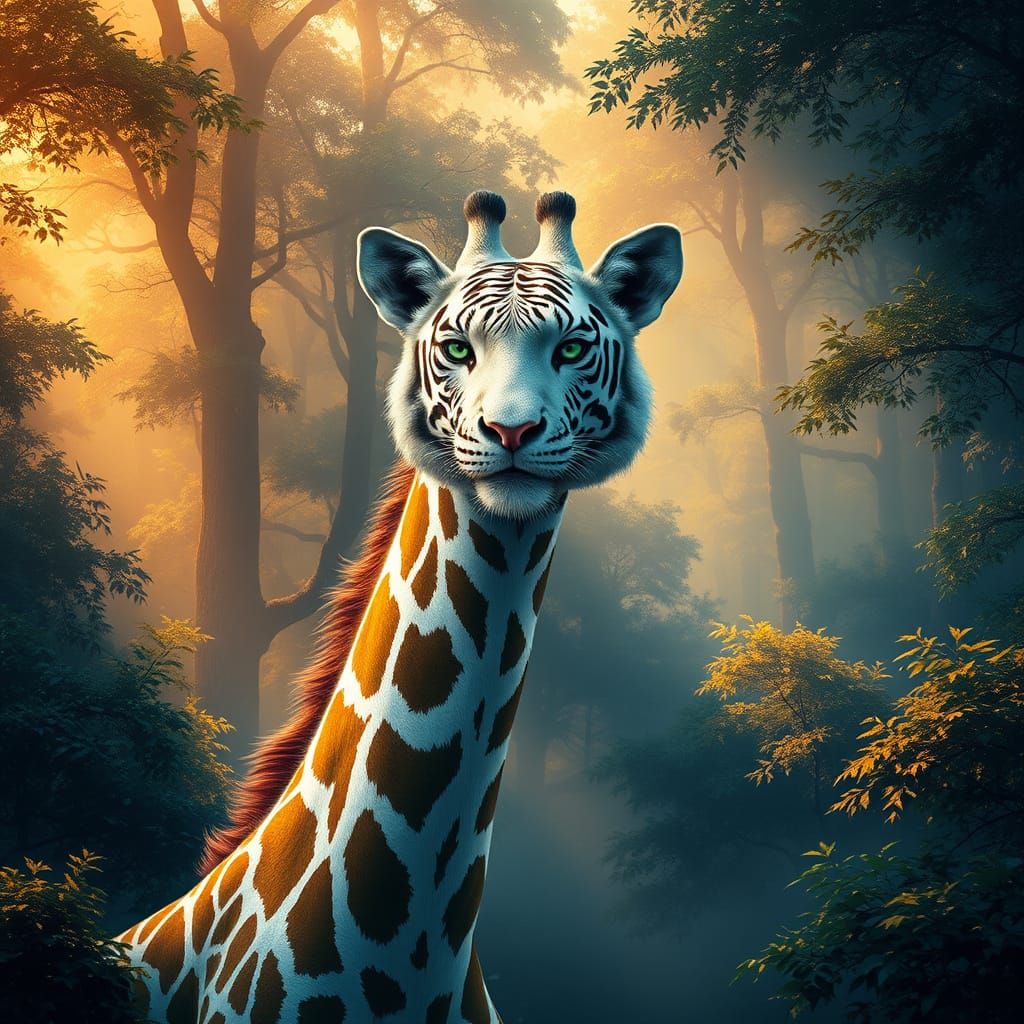 A white tiger giraffe hybrid