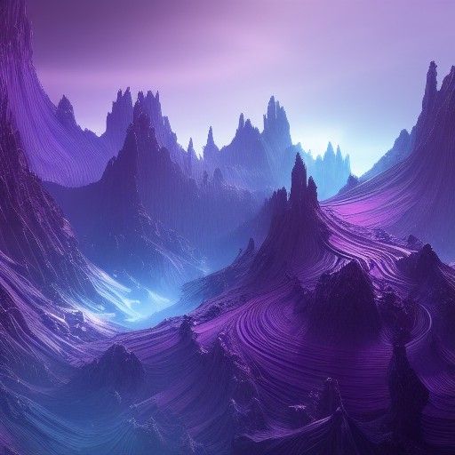 Fantastical Blue and Purple Planet in Detailed Matte Paintin...