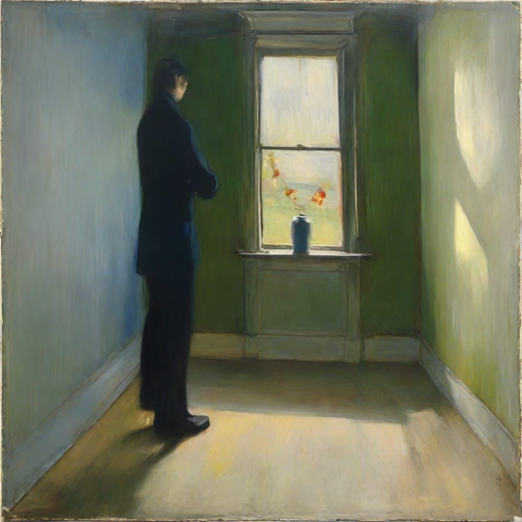 Sfumato Impressionist Painting of Figure and Doorways