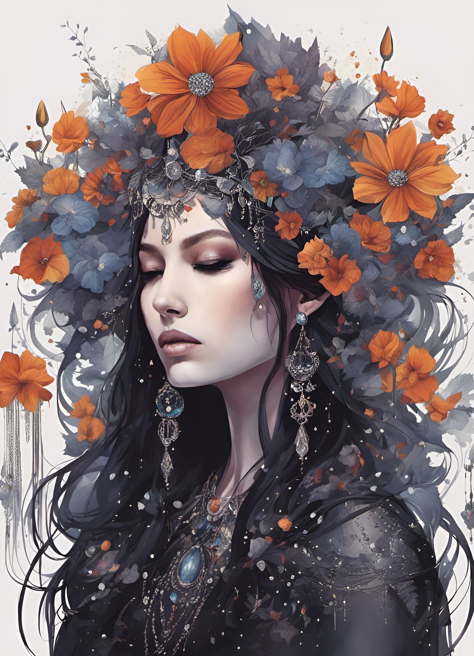 Magical Ghost Queen Dripping Flowers and Gems